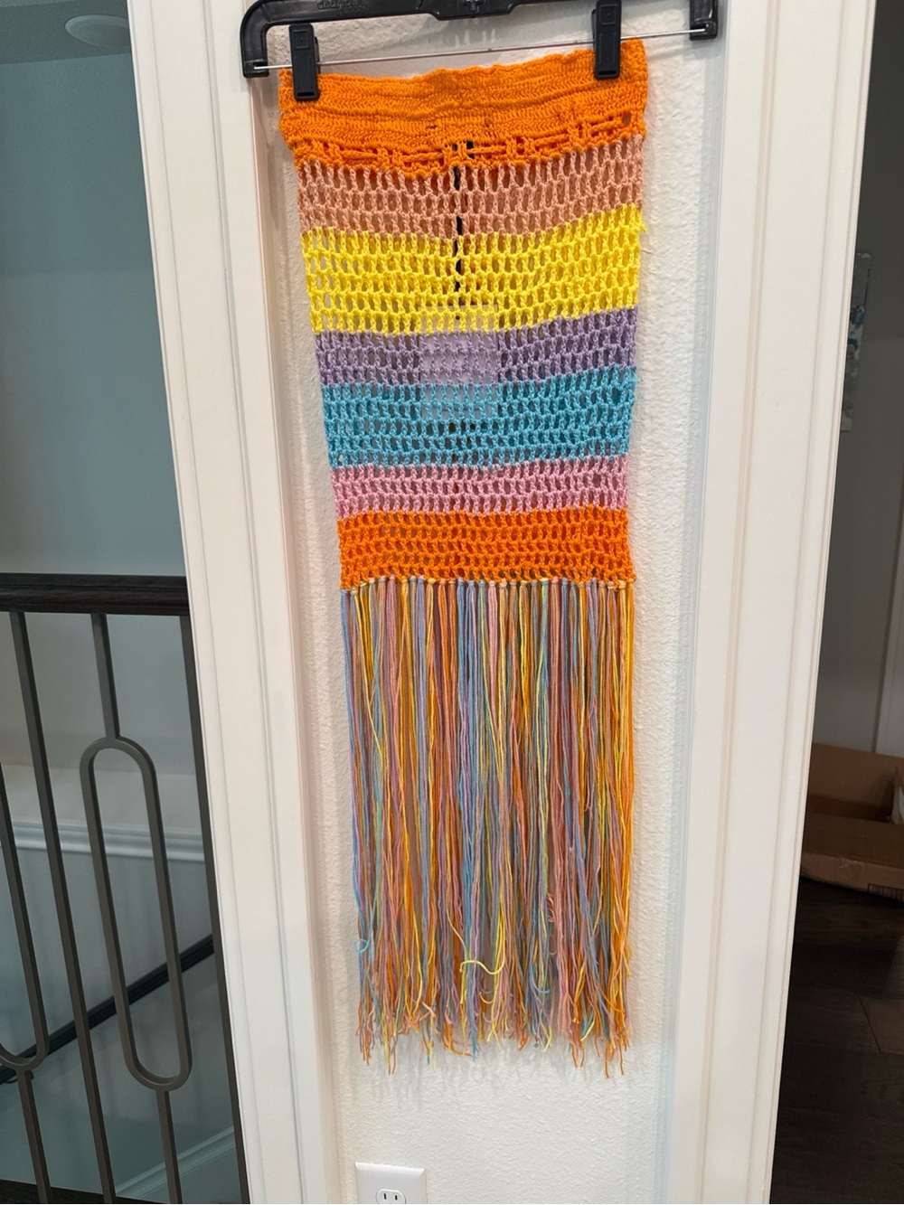 JNNA Rainbow Crochet Fringe Tube Top Festival Cover Up NWT Small - Picture 3 of 3